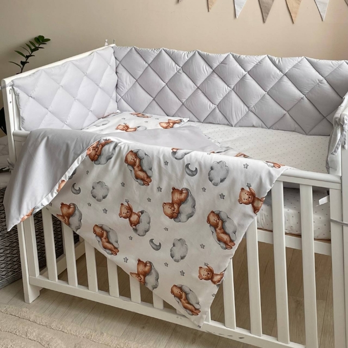 Set lenjerie Patut BebeCopii 6 piese Teddy gri (7)